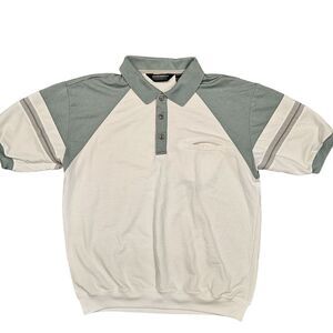 Knights Bridge Men's Green White Short Sleeve Polo Shirt Size Large